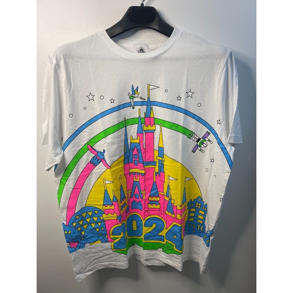 Disney Parks 2024 Walt Disney World Castle Graphic T-Shirt White XL NEW